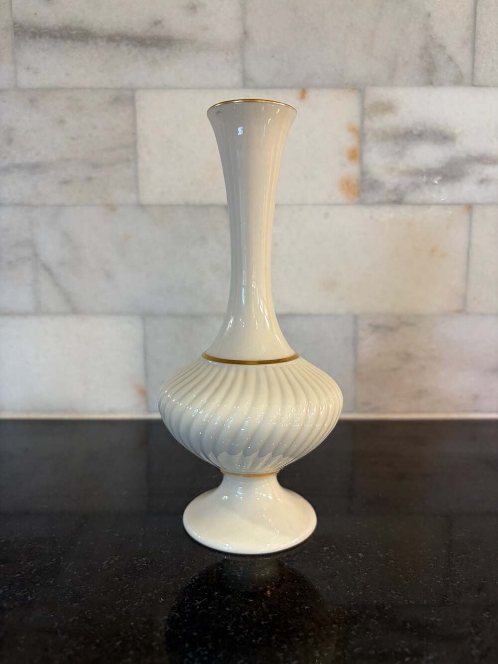 Lenox Savoy Bud Vase 7 Inch Ivory And Gold Porcelain Hand Painted